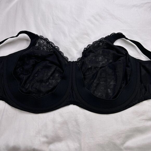 Elila Isabella Stretch Lace Bra Women's Size 46J Black Full Coverage Underwire - Picture 13 of 15
